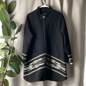 PENDLETON Black Wool Zipper Jacket w/ Button Cowl Neckline & Straight Body XL